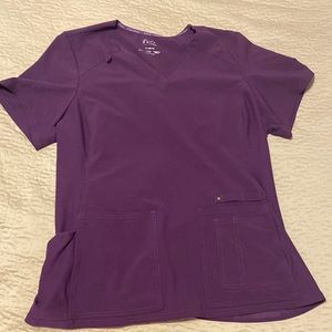Cherokee iflex front pocket scrub top eggplant XL